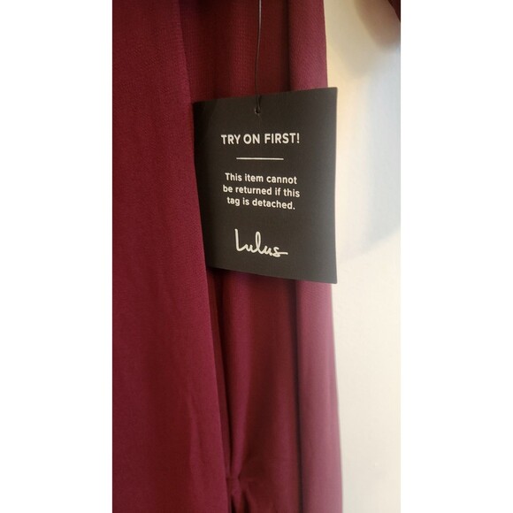 Lulus Burgundy Off Shoulder Maxi Dress Extra Small Long Sleeve Formal NWT - Picture 8 of 10